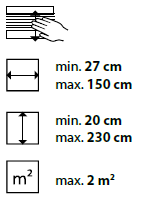 min./max. Maße