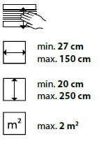 min./max. Maße