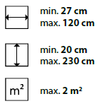 min./max. Maße