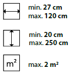 min./max. Maße