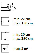 min./max. Maße