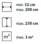 min./max. Maße
