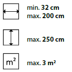 min./max. Maße