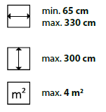 min./max. Maße