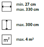 min./max. Maße