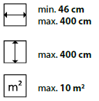 min./max. Maße