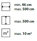 min./max. Maße