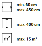 min./max. Maße