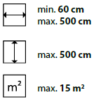 min./max. Maße