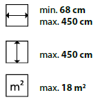 min./max. Maße