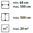 min./max. Maße