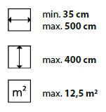 min./max. Maße