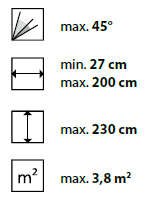 min./max. Maße
