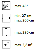 min./max. Maße