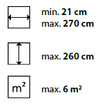 min./max. Maße