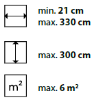 min./max. Maße